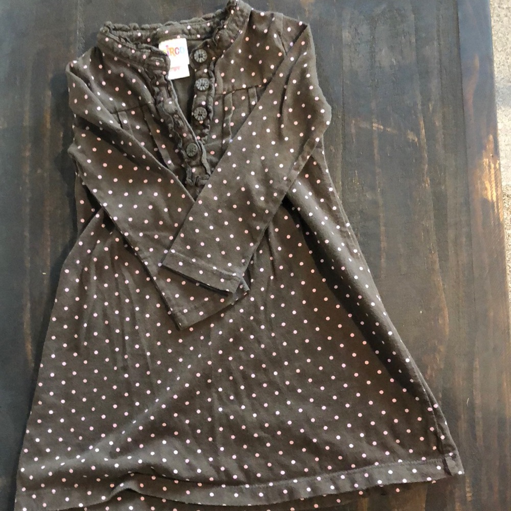 Brown w/ pink polka dots dress